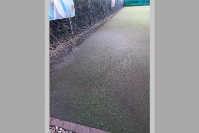 The 'sewage' spill on a Hampden Park Tennis Club court