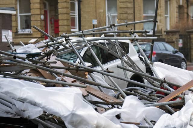 An incident involving fallen scaffolding has sparked an emergency response in First Avenue, Hove