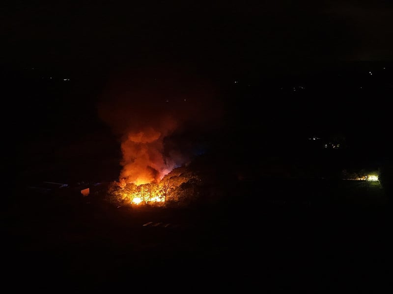 ESFRS said at 12.39am that fire service personnel were evacuated to 200 metres from the site of the fire. Photo: Dan Jessup