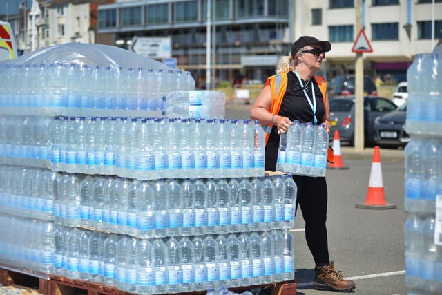Southern Water distributing water in Pelham Place Car Park in Hastings on June 16 2023.