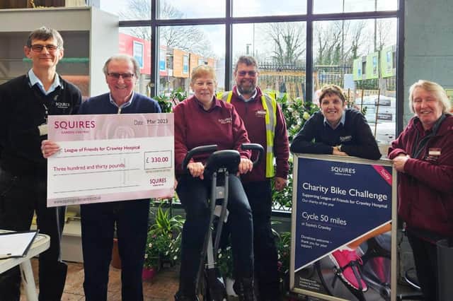 Above from left: Peter Maskell (Assistant Manager, Squire’s Crawley), Michael Daly (representing League of Friends Crawley Hospital) and colleagues from Squire’s Crawley 