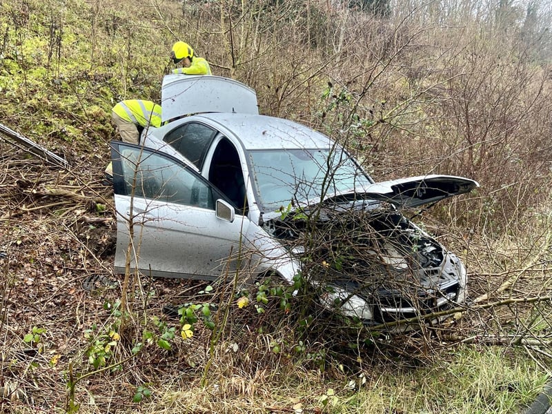 A road closure was put in place on the A27 Holmbush to Shoreham Flyover after a single-vehicle collision.