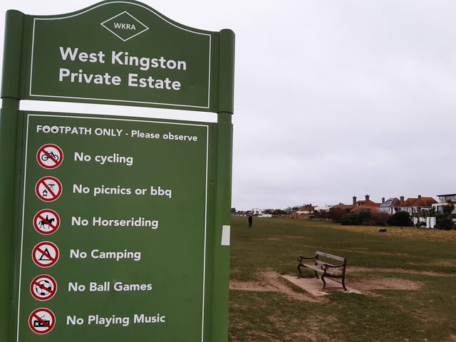 Go through the gate to the West Kingston Private Estate and continue along the grass