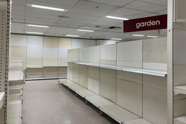 Most shelves in Horsham's Wilko store were bare on its last day of trading. Photo: Sarah Page