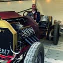 Neil Gough and his 1911 Krit in the paddocks at Goodwood. Picture: Rupert Toovey