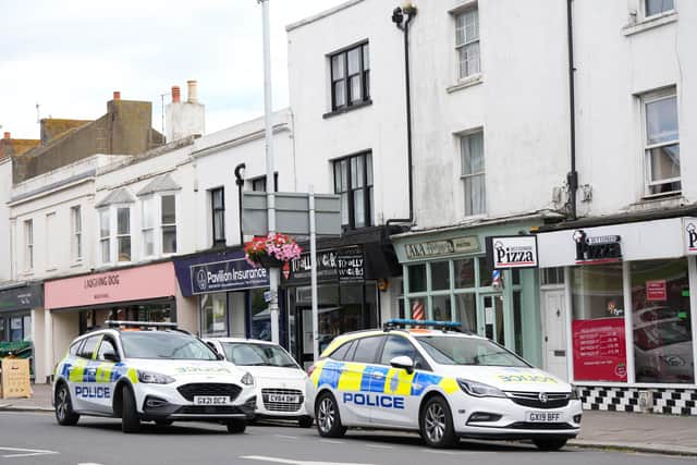 Police officers were seen at an address in Brighton Road, Worthing. Photo: Eddie Mitchell