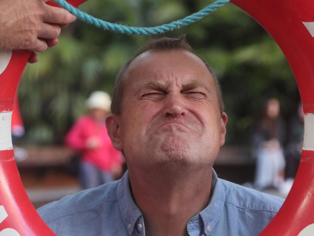 Hastings Old Town Carnival Week 2025: Gurning Competition. Pic Roberts Photographic.