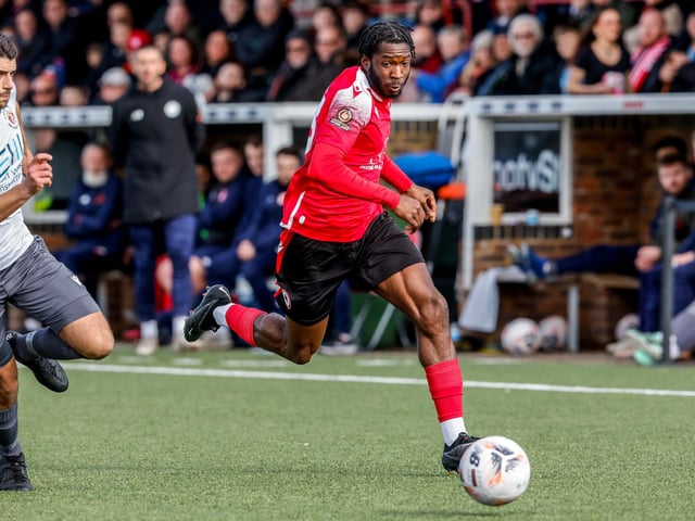 Action from Eastbourne Borough's 2-0 Ntional League South win against Slough Town at Priory Lane