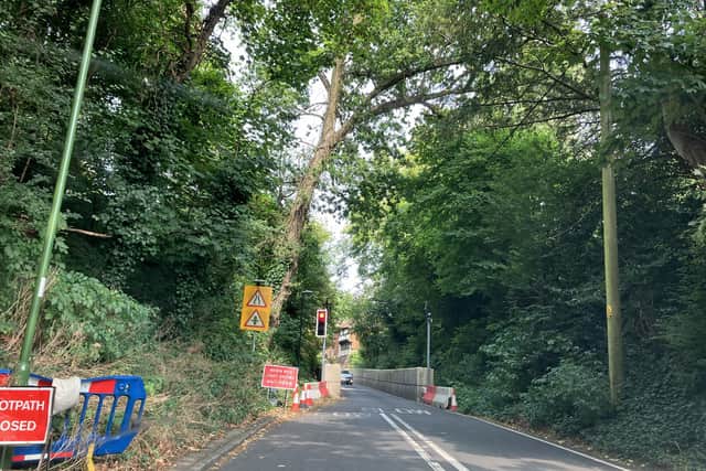 The A29 at Church Hill in Pulborough has faced problems since a landslide nearly three and a half years ago