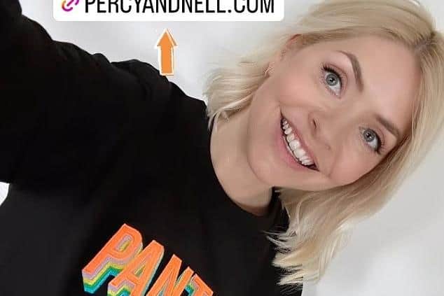 Holly Willoughby recently posted a selfie to Instagram, which showed her wearing a sweatshirt from the new collection. Photo: Holly Willoughby Instagram