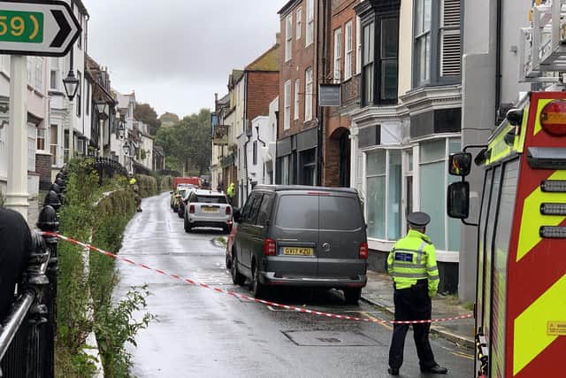 Sussex Police and the fire service are at the scene of the incident. Photo: Justin Lycett.