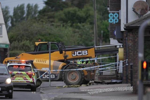 Response units came across a ‘crane attempting to steal an ATM from a supermarket’ in Barnham Road, police added