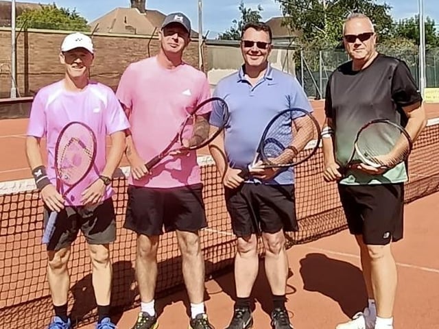 Men's doubles finalists Simon Underwood, Graham Mundy, Johan Joste and Neil Downer