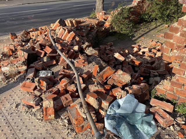 The destroyed wall. Photo: Megan Baker