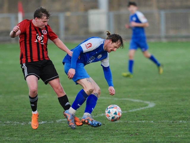 Action from Shoreham's win over AFC Varndeanians in the SCFL premier division