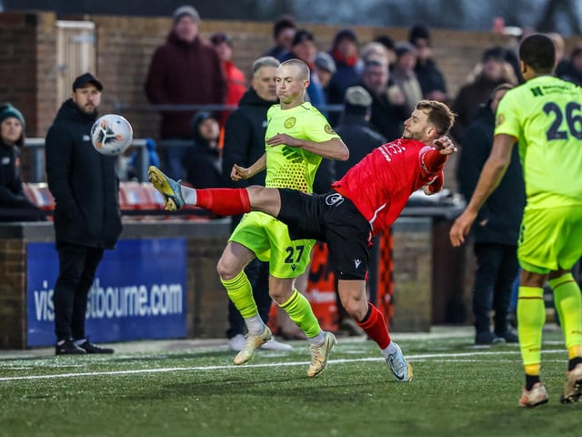 Action from Eastbourne Borough's win over Hungerford Town in the National League South