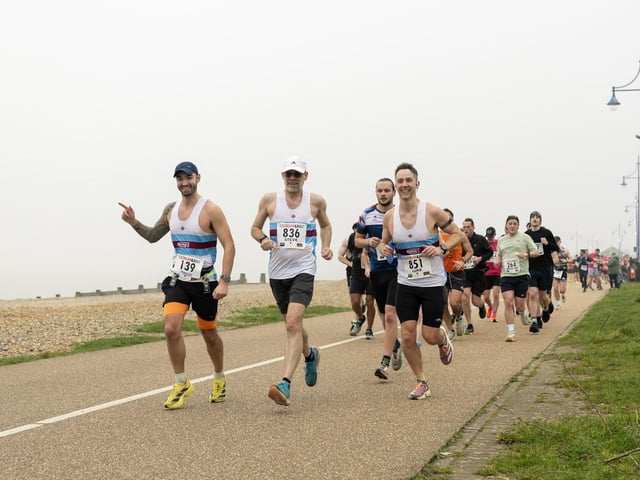 Medals, top 3s, sponsors and a variety from the course of this year's Eastbourne Half Marathon