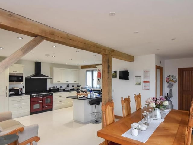 The kitchen and dining area