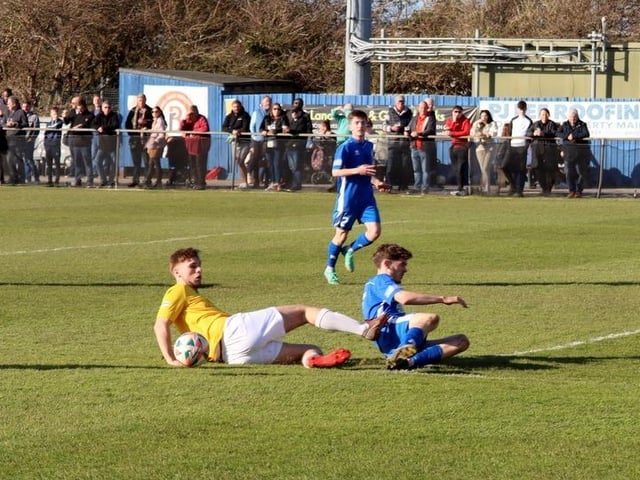 Action from Selsey's 4-3 win over Godalming in the SCFL Division 1
