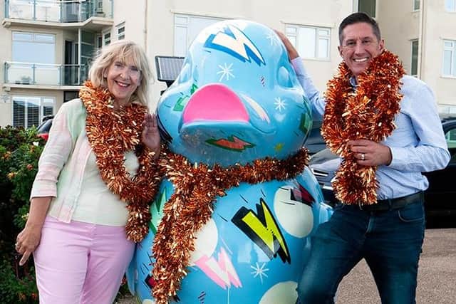 Councillor Timpe and Lightning Fibre Head of Sales and Marketing, Rob Reaks, celebrating the sponsorship of Light Up Bexhill.