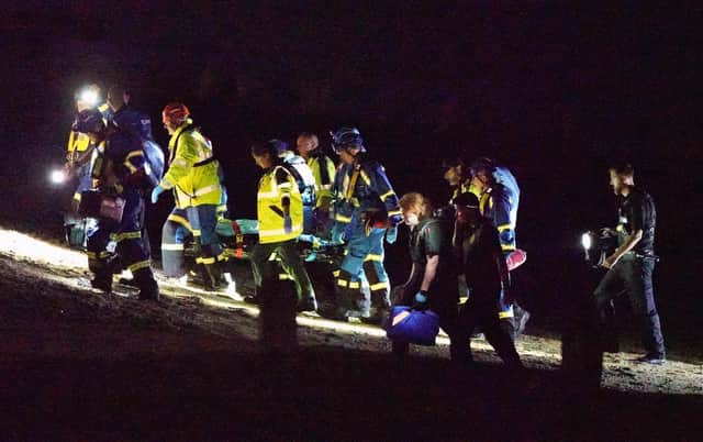 Coastguard crews, RNLI volunteers, Sussex Police officers, South East Coast Ambulance Service paramedics were pictured responding to an incident in Worthing.