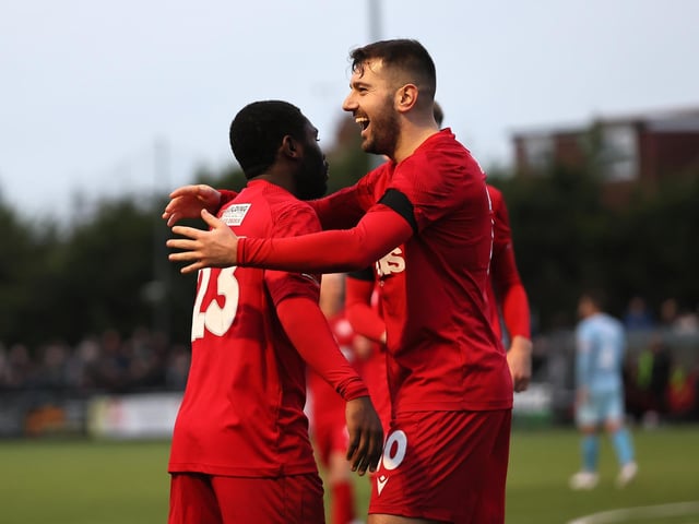 Worthing v Eastbourne Borough in action at Woodside Road on Boxing Day