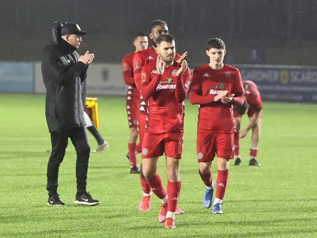 Action from Worthing FC's 4-0 win at Lancing FC in the third round of the Sussex Senior Cup