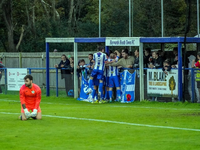 Match action from Saturday's drawn West Sussex derby between Haywards Heath Town and Chichester City in the Isthmian South East