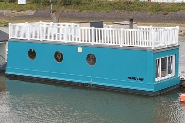 The exterior of the houseboat.
