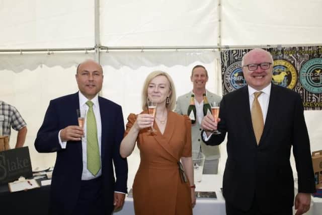 Andrew Griffith hosting Sussex exporters – including Wiston Estate wines - at Wilton Park alongside Foreign Secretary, Liz Truss.