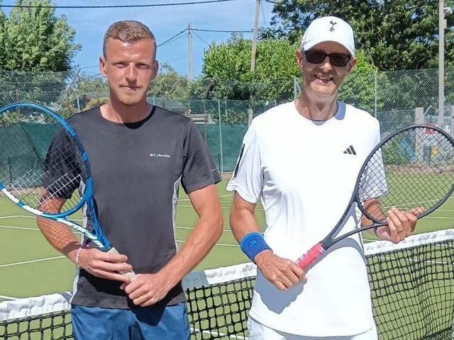 Plate men's singles finalists Ben Stonham and Jose Noya