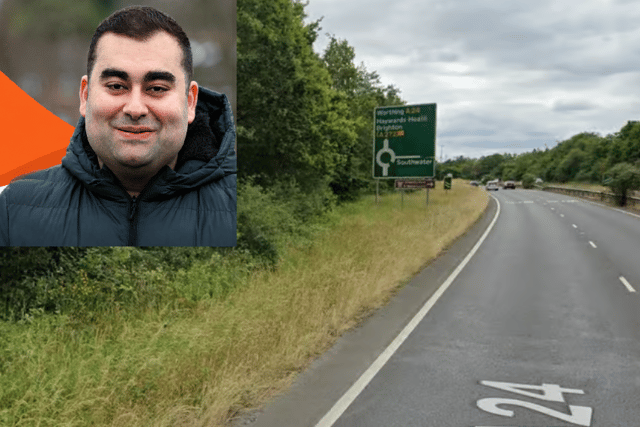 Southwater councillor Alex Jeffery says residents remain concerned about anti-social driving on the A24 and A264, with campaigners pushing for measures including speed and average-speed cameras. (Photo: Alex Jeffery / Google Street View)