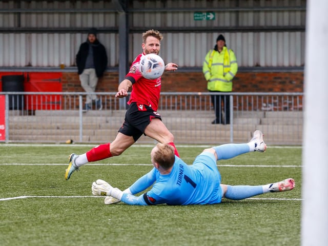 Action from Eastbourne Borough's 2-0 National League South win at home to Farnborough at Priory Lane