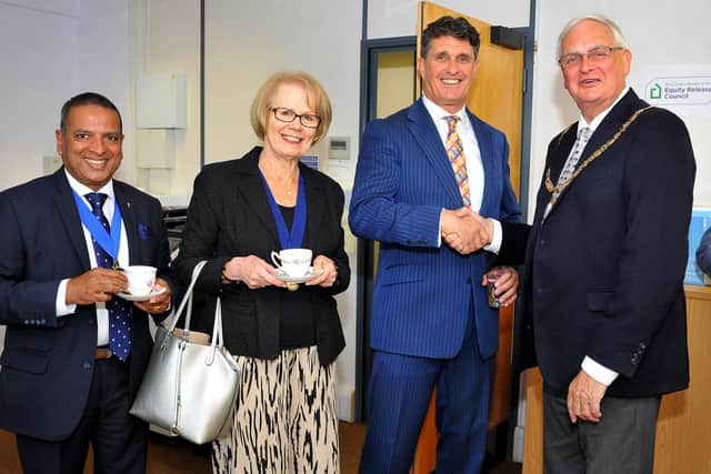 From left: Sujan Wickremaratchi, deputy chairman of West Sussex Council; the mayor's consort Margaret; Mike Oliver; and town mayor Howard Mundin