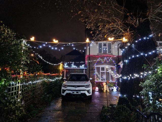 The animal-themed Christmas lights display at 22 Gorse Avenue, Worthing, has been put together by John Wollaston Landscapes and Property Maintenance to raise money for Wadars Animal Rescue Charity.
