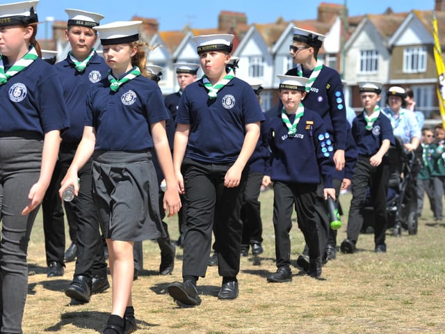 The Littlehampton Armed Forces Day parade on June 24, 2023, with veterans and uniformed groups
