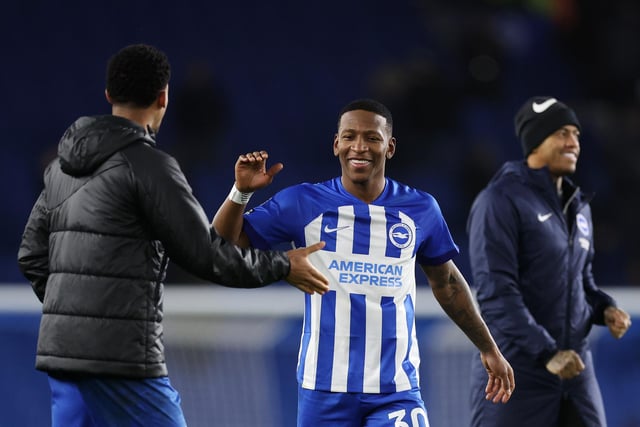 Pervis Estupinan of Brighton & Hove Albion celebrates after defeating Tottenham Hotspur during the Premier League match between Brighton & Hove Albion and Tottenham Hotspur at American Express Community Stadium on December 28, 2023 in Brighton, England.