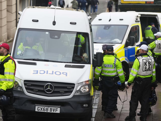 Brighton is swarming with police officers ahead of a Premier League match between Albion and Crystal Palace