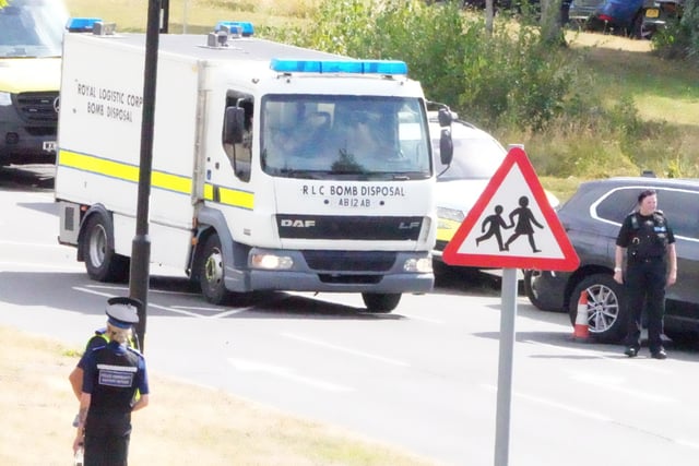 Armed police, ambulances, fire engines and a bomb disposal van were in Burgess Hill on Thursday afternoon, July 28