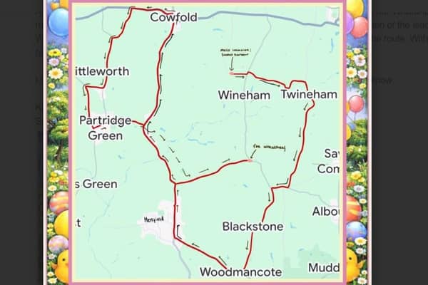 The route which a convoy of classic tractors will follow on a special Easter tractor run being held on April 4