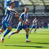 Brighton’s victory over Wolves was marked by an emotional show of support for the club's kitman and his young son, who is recovering after brain tumour surgery. Lewis Dunk, pictured with Jack Hinshelwood, dedicated his celebration to six-year-old Alfie. (Photo by Clive Rose/Getty Images)