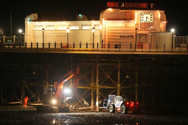 Work being carried out at Worthing Pier. Picture: Eddie Mitchell
