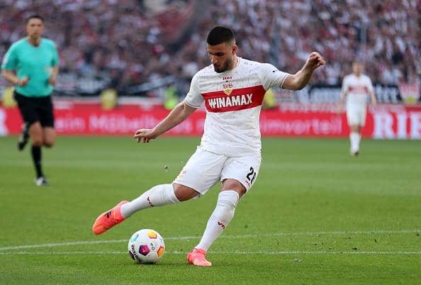 Brighton's Deniz Undav on loan at VfB Stuttgart scores his team's second goal during the Bundesliga match against Eintracht Frankfurt
