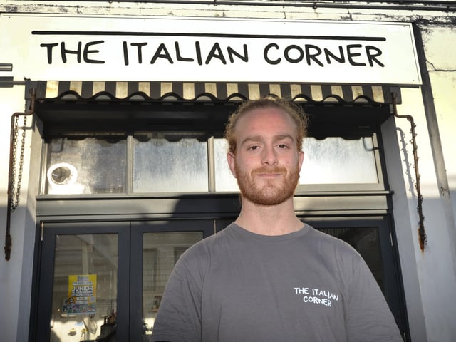 The Italian Corner at The Courtyard on Hastings seafront. Owner Giuseppe Palmisano.