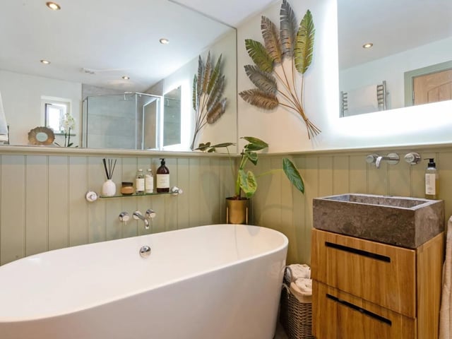 There is a well appointed family bathroom