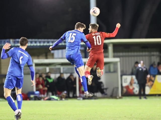 Action from Worthing FC's 1-1 draw at Chippenham in the National League South