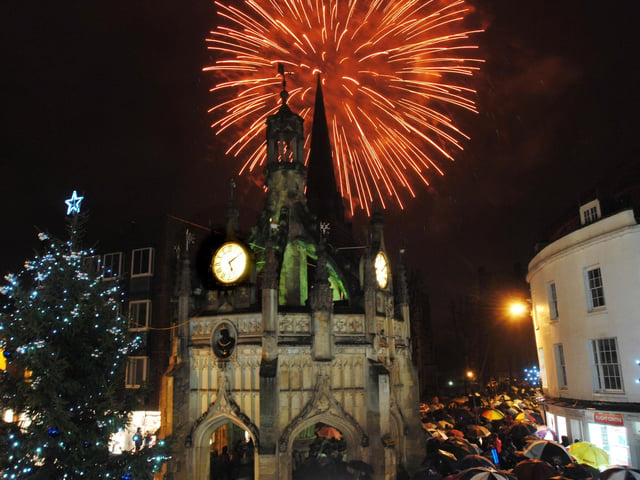 An explosion of light bursting over the Cathedral to mark the light switch on in 2009