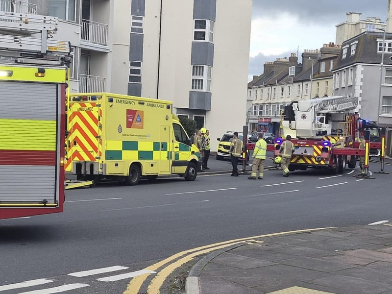 Fire and ambulance services at the scene.