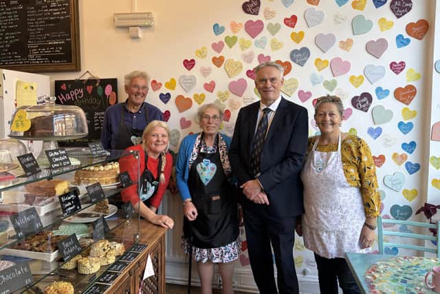 The High Sheriff of West Sussex Gary Shipton with one of the founding directors Claire Jones and some of the team at Creative Heart in Littlehampton. Photo: contributed