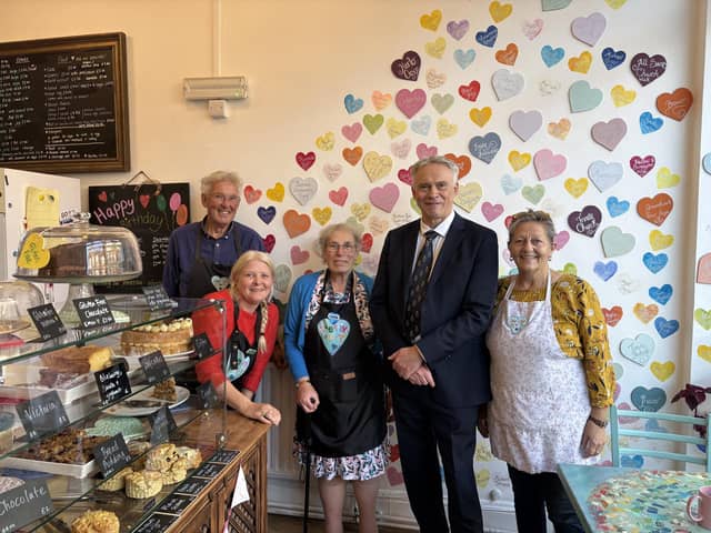 The High Sheriff of West Sussex Gary Shipton with one of the founding directors Claire Jones and some of the team at Creative Heart in Littlehampton. Photo: contributed